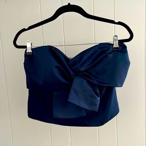 Anthropology Satin Blue Strapless Top